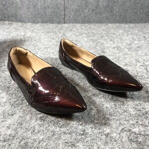 Isola Shoes Womens Size 8.5 Red Patent Leather Loafer Flats Pointed Toe Wingtip